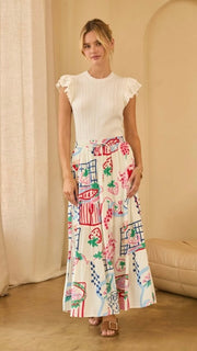 Italian Picnic Midi Skirt w/Pockets