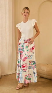Italian Picnic Midi Skirt w/Pockets