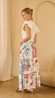 Italian Picnic Midi Skirt w/Pockets