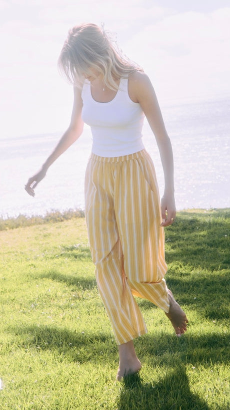 Striped Cotton Relaxed Fit Pants