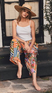 Mixed Tropical Print Relaxed Pants