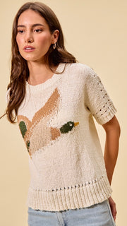 Mallard Duck Pointelle Knit Sweater