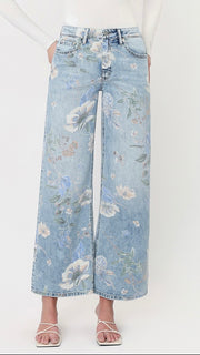 Floral Print Wide Leg Jeans