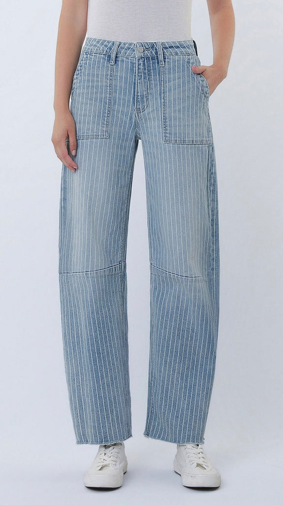 Pinstripe Slim Barrel  Stretch Jean
