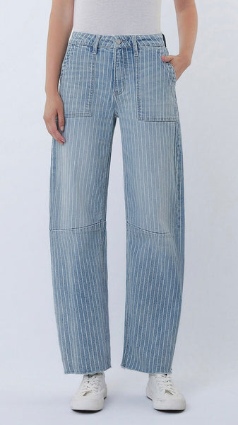 Pinstripe Slim Barrel  Stretch Jean