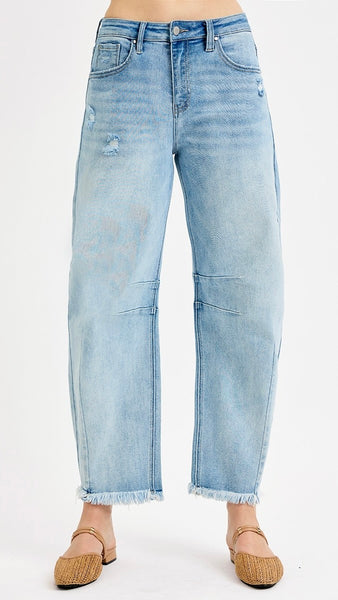 High Rise Slouch Crop Barrel Jean