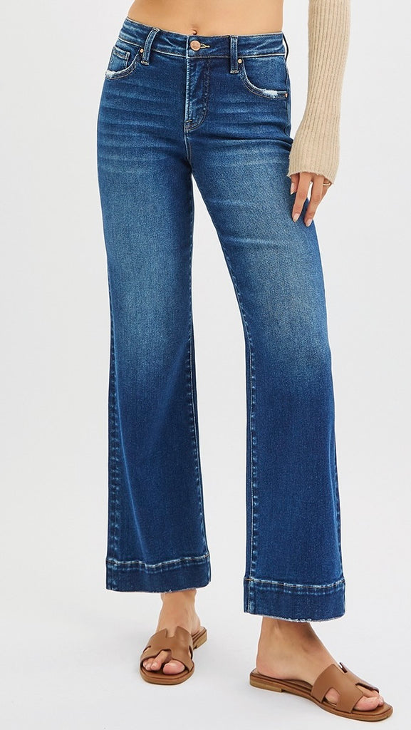 High Rise Ankle Straight Leg Jean