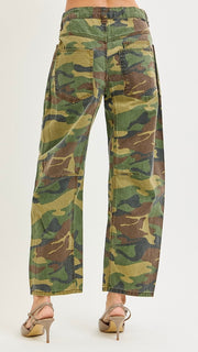 Camo Crop Cotton Barrel Jeans