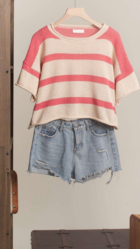 Stripe Slouch Drop Shoulder Sweater