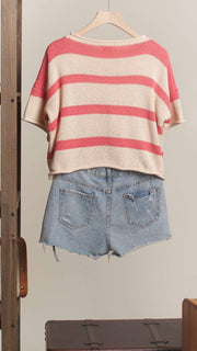 Stripe Slouch Drop Shoulder Sweater