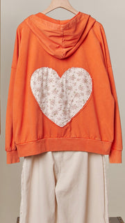 Love/Heart Patchwork Zip Up Hoodie
