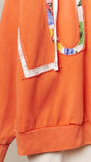 Love/Heart Patchwork Zip Up Hoodie