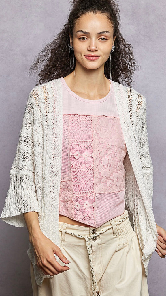 Lite Cable Knit Cardigan w/Pockets