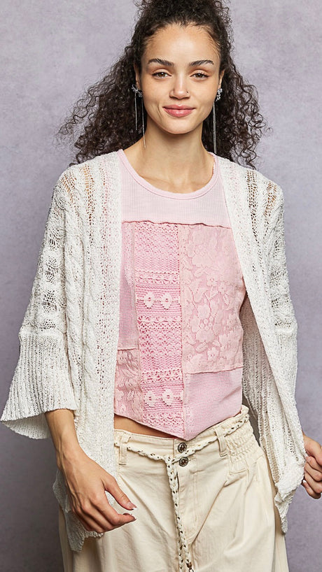 Lite Cable Knit Cardigan w/Pockets