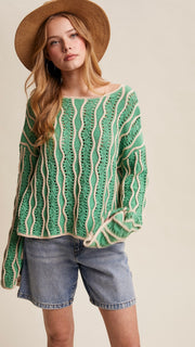 Wave Cotton Crochet L/S Sweater