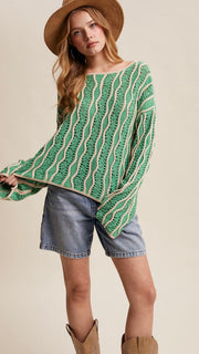 Wave Cotton Crochet L/S Sweater