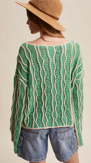 Wave Cotton Crochet L/S Sweater