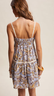 Lace Trim Paisley Dress w/Pockets