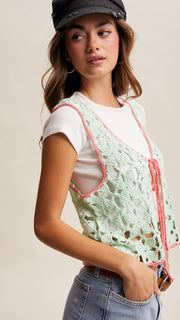 Crochet Tie Front Sweater Vest