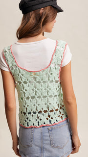 Crochet Tie Front Sweater Vest