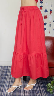 Ruffle Hem Tie Waist Midi Skirt