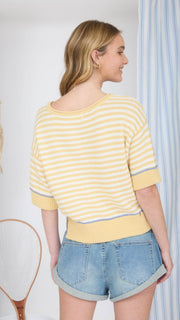 Contrast Trim Stripe S/Slv Sweater