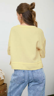 Waffle Raw Edge Henley Top