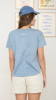 Washed Round Neck Raw Seam Tee