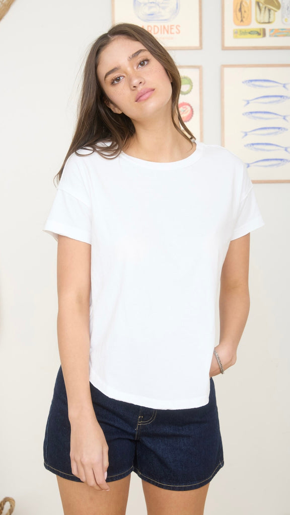 Washed Round Neck Raw Seam Tee 2