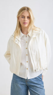 Slick Woven Elastic Hem Jacket w/Pockets