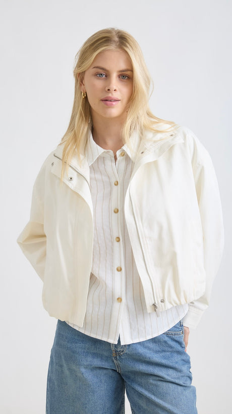 Slick Woven Elastic Hem Jacket w/Pockets