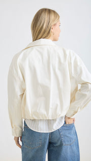 Slick Woven Elastic Hem Jacket w/Pockets