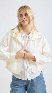 Slick Woven Elastic Hem Jacket w/Pockets