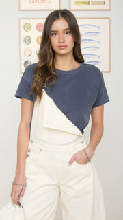 Washed Round Neck Raw Seam Tee