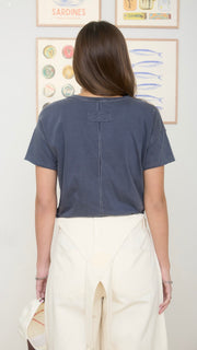 Washed Round Neck Raw Seam Tee