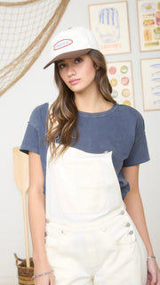 Washed Round Neck Raw Seam Tee