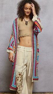 Crochet Square Midi Cardigan