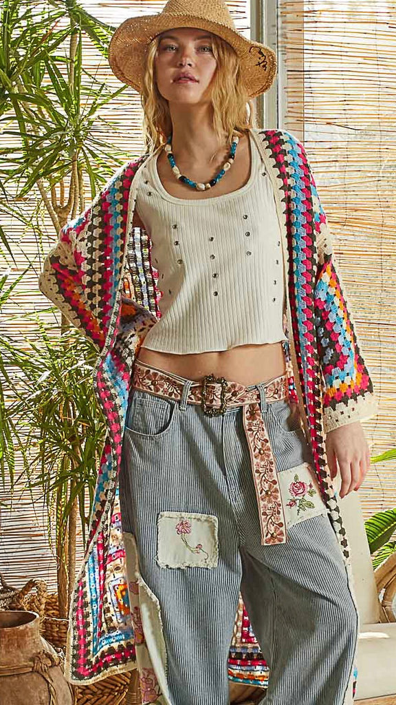 Crochet Square Midi Cardigan