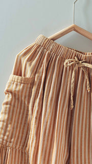 Cotton Stripe Harem Pants w/Pockets