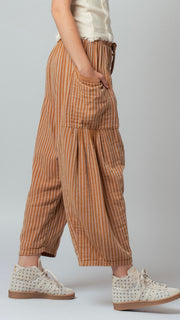 Cotton Stripe Harem Pants w/Pockets