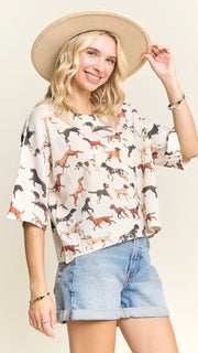 Dog Print Half Sleeve Sweater