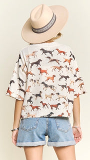 Dog Print Half Sleeve Sweater