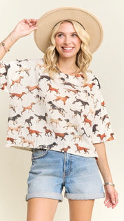 Dog Print Half Sleeve Sweater