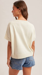 Lemon Crew Neck Short Slv Sweater