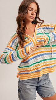 Stripe Slouch Sweater Hoodie