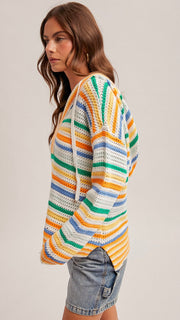 Stripe Slouch Sweater Hoodie