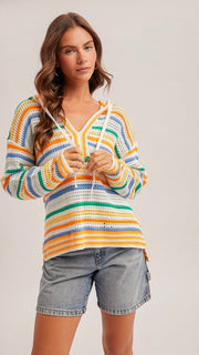 Stripe Slouch Sweater Hoodie