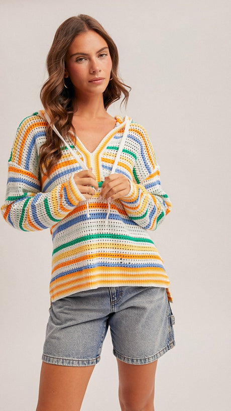 Stripe Slouch Sweater Hoodie