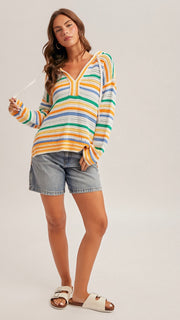 Stripe Slouch Sweater Hoodie