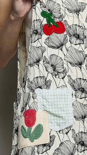 Cotton Floral Lace Hem Slouch Overalls